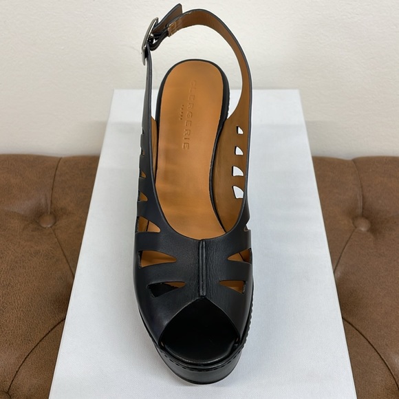 NWT Robert Clergerie Diane Noir Black Cut-out Wedge Platform Sandal MSRP $575 - Picture 9 of 9